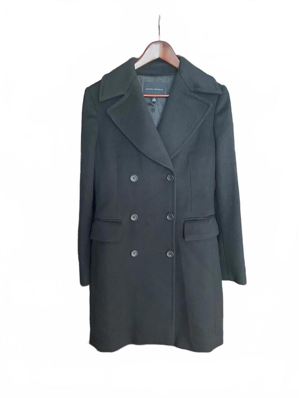 Banana Republic Black Double Breasted Peacoat Medium